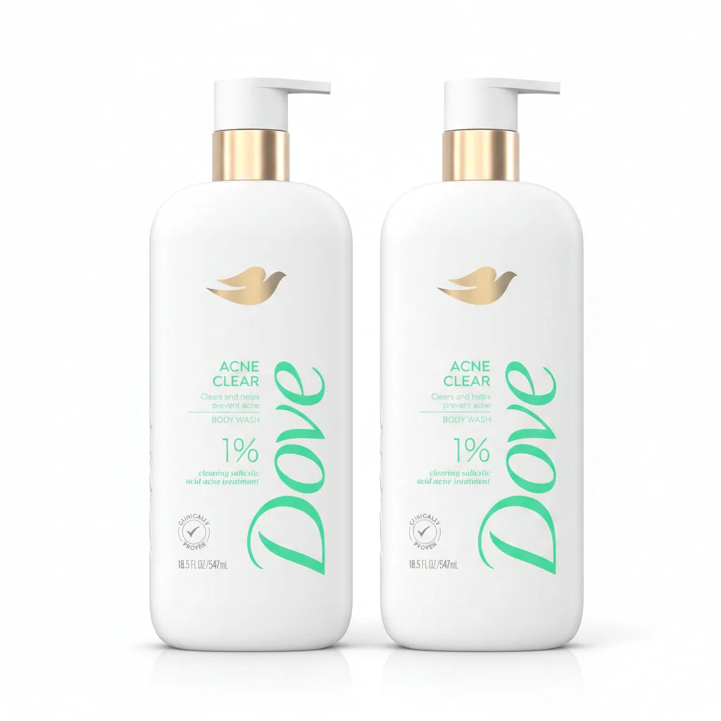 Acne Body Wash Kenya-Dove Acne Clear Body Wash 1% Salicylic Acid  (2 pack)