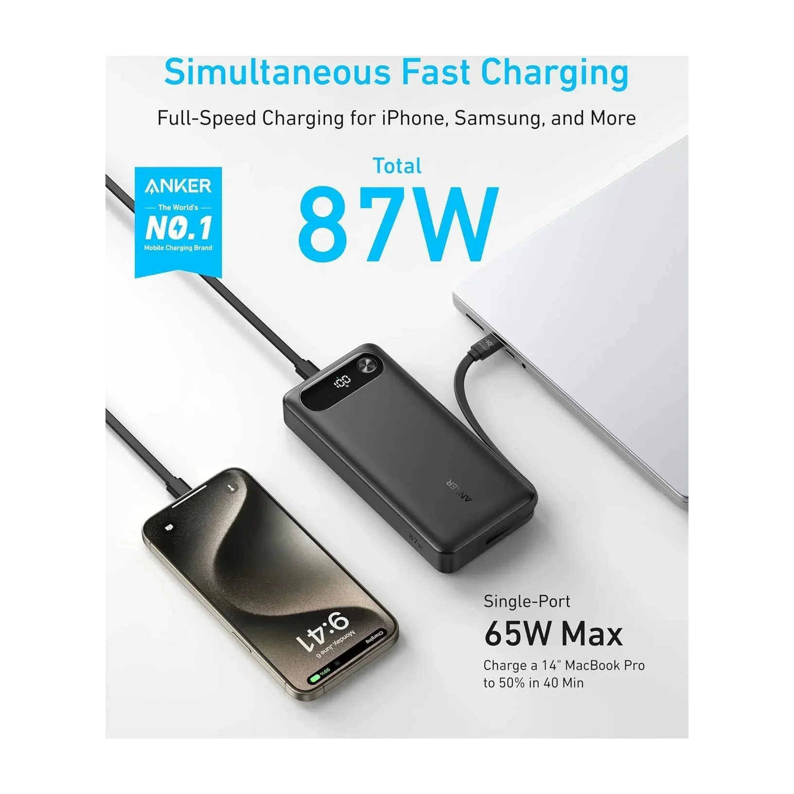 Anker Laptop Power Bank Portable Charger, 20,000mAh 220W