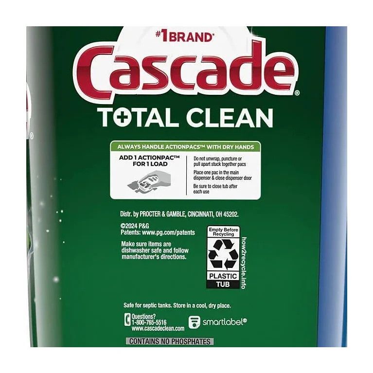 Cascade Total Clean Dishwasher Detergent Fresh 95 Pcs