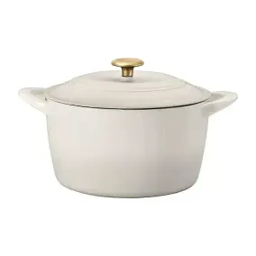Tramontina 7 Qt Enameled Cast Iron Dutch Oven, Latte gold knob