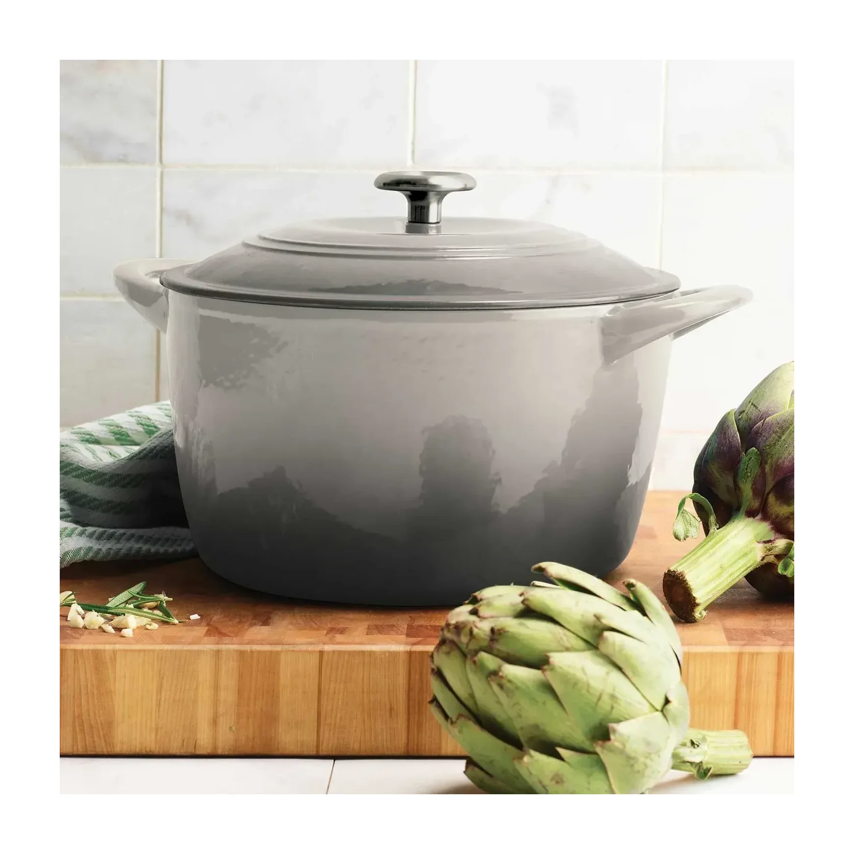 Tramontina 7 Qt Enameled Cast Iron Dutch Oven, Oyster