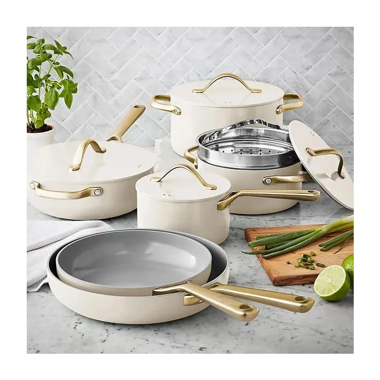 Member's Mark 11-Piece Modern Ceramic Cookware Set, Cream