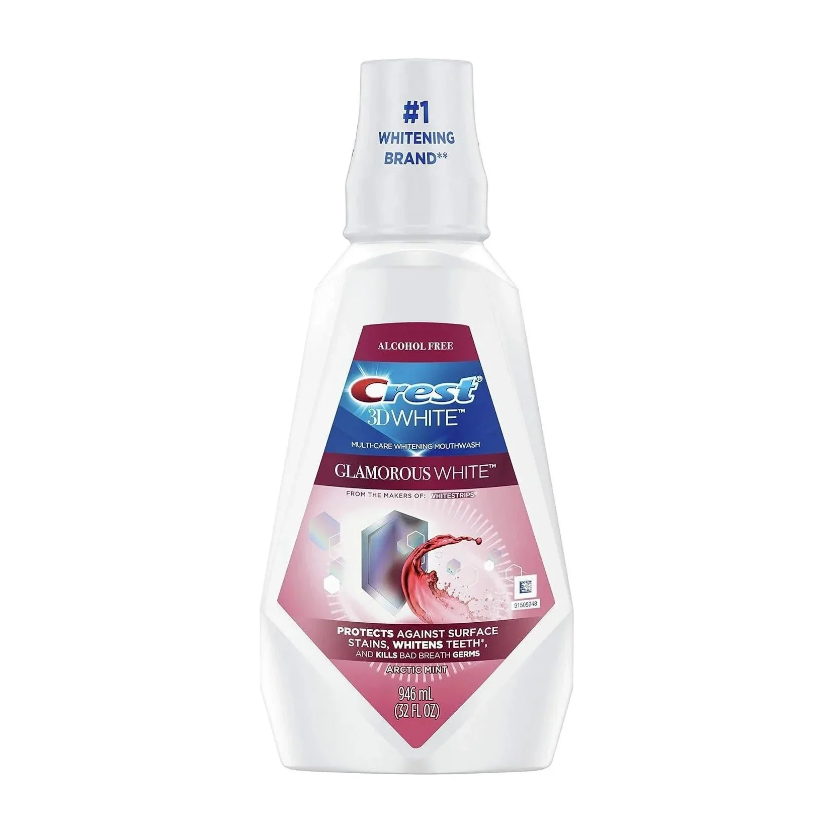 Crest 3D White Multi-Care Whitening Rinse, Glamorous White, Arctic Mint