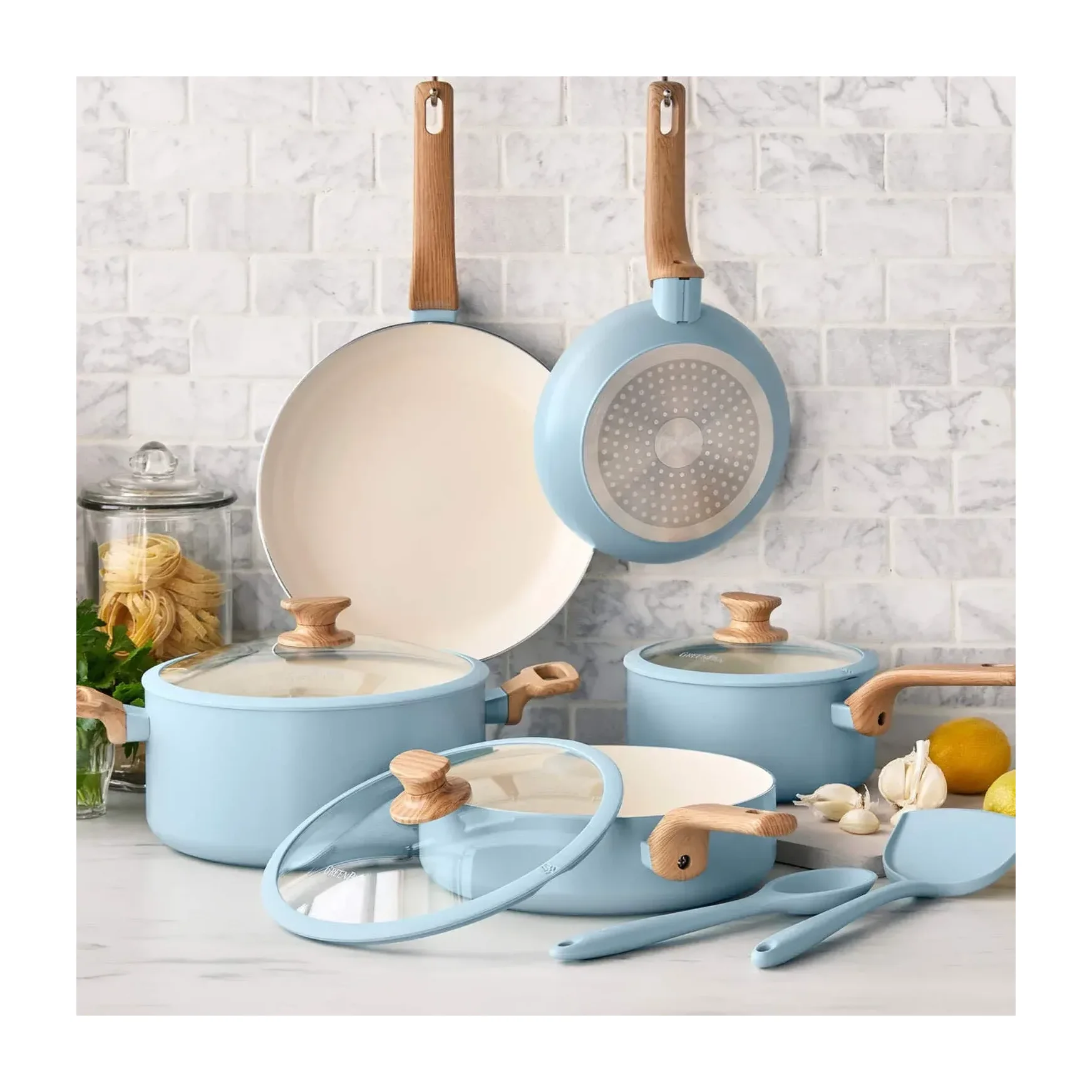 GreenPan Essence 10-Piece Ceramic Nonstick Cookware Set, Blue