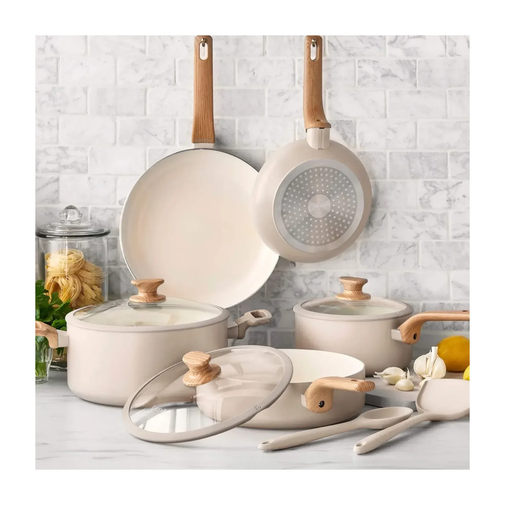 GreenPan Essence 10-Piece Ceramic Nonstick Cookware Set, Gray