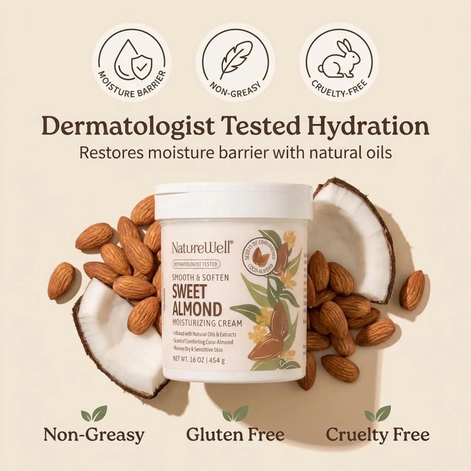 Hydrating Body Cream Kenya -NATURE WELL Sweet Almond Moisturizing Cream