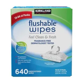 Kirkland Signature Flushable Wipes, Fragrance Free, 640 Count