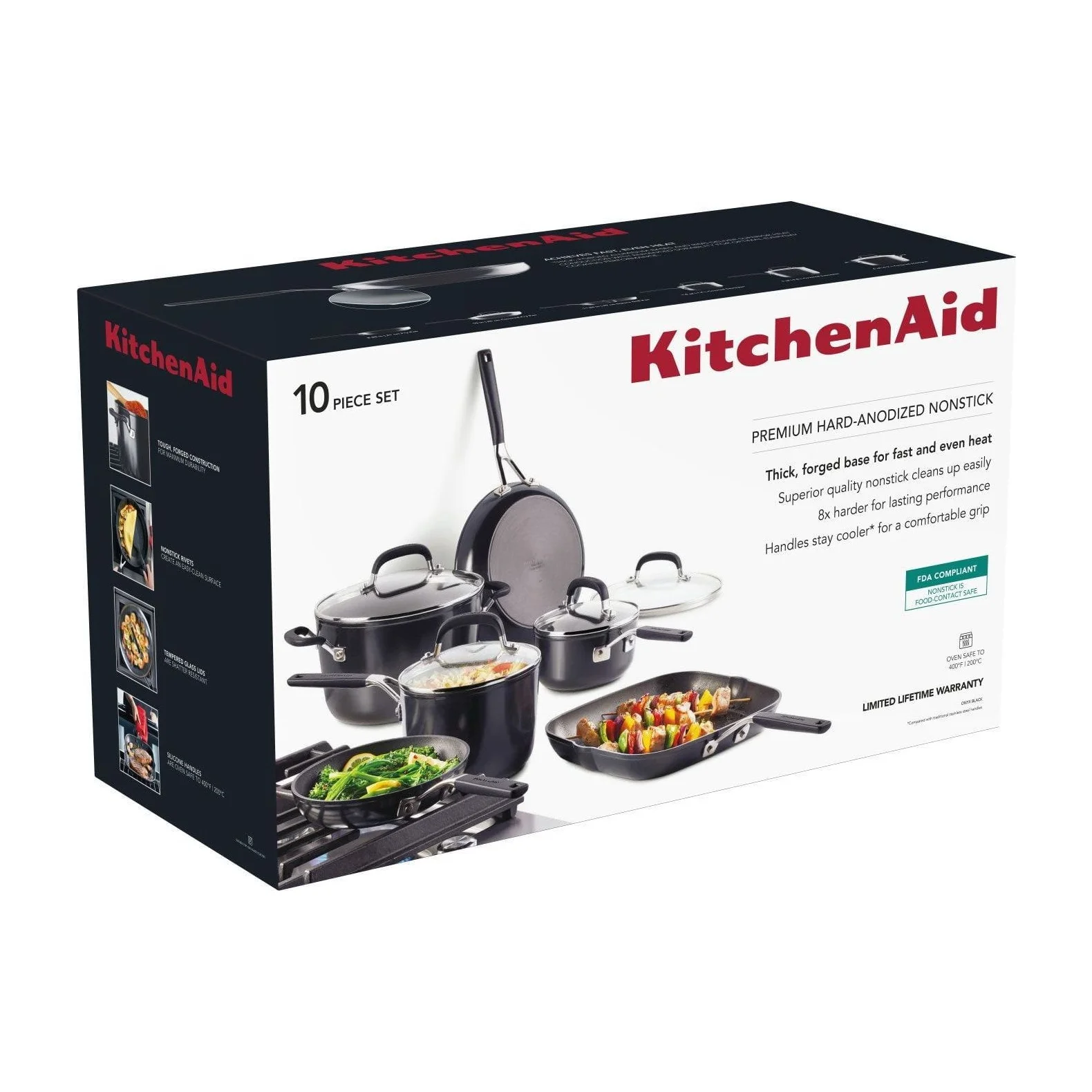 KitchenAid 10-piece Hard Anodized Ceramic Cookware Set (choose)