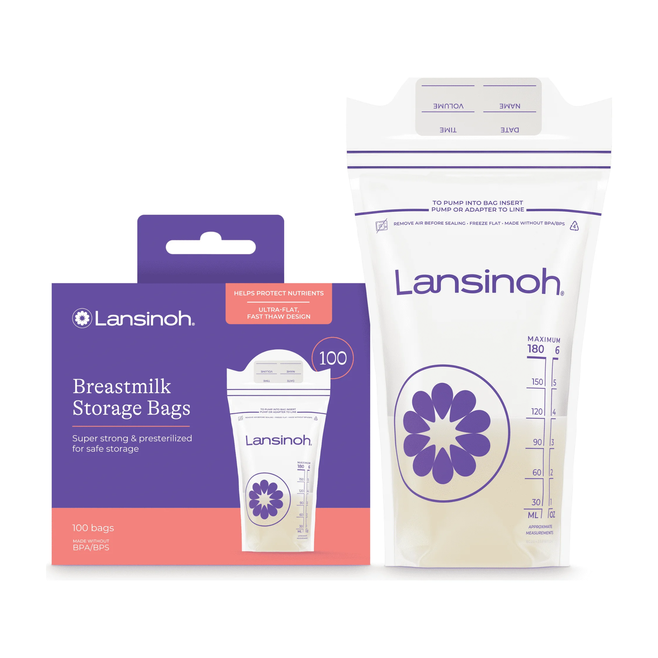 Lansinoh Breastmilk Storage Bags, 100 Count