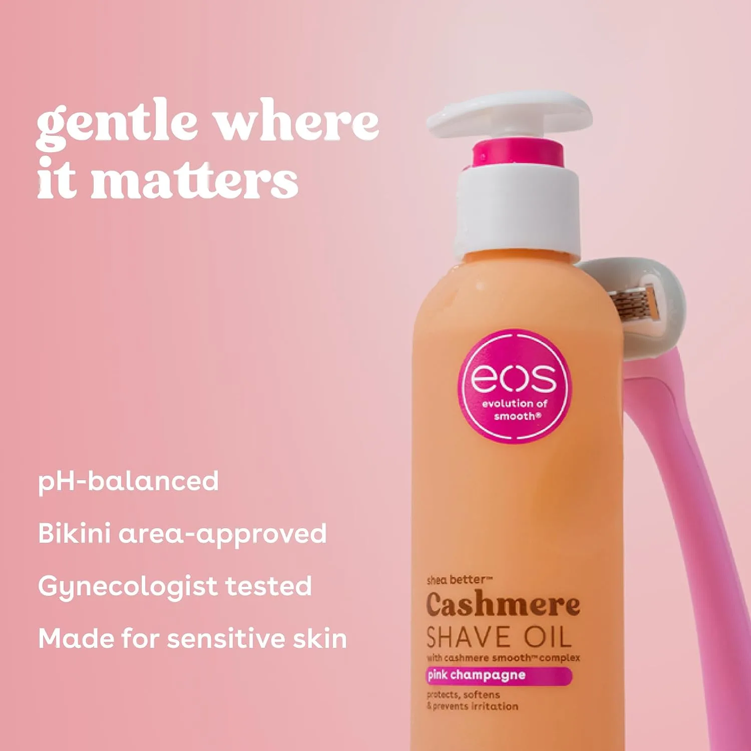 Hydrating Shave Oil in Kenya-EOS Cashmere Pink Champagne with Shea Butter 
