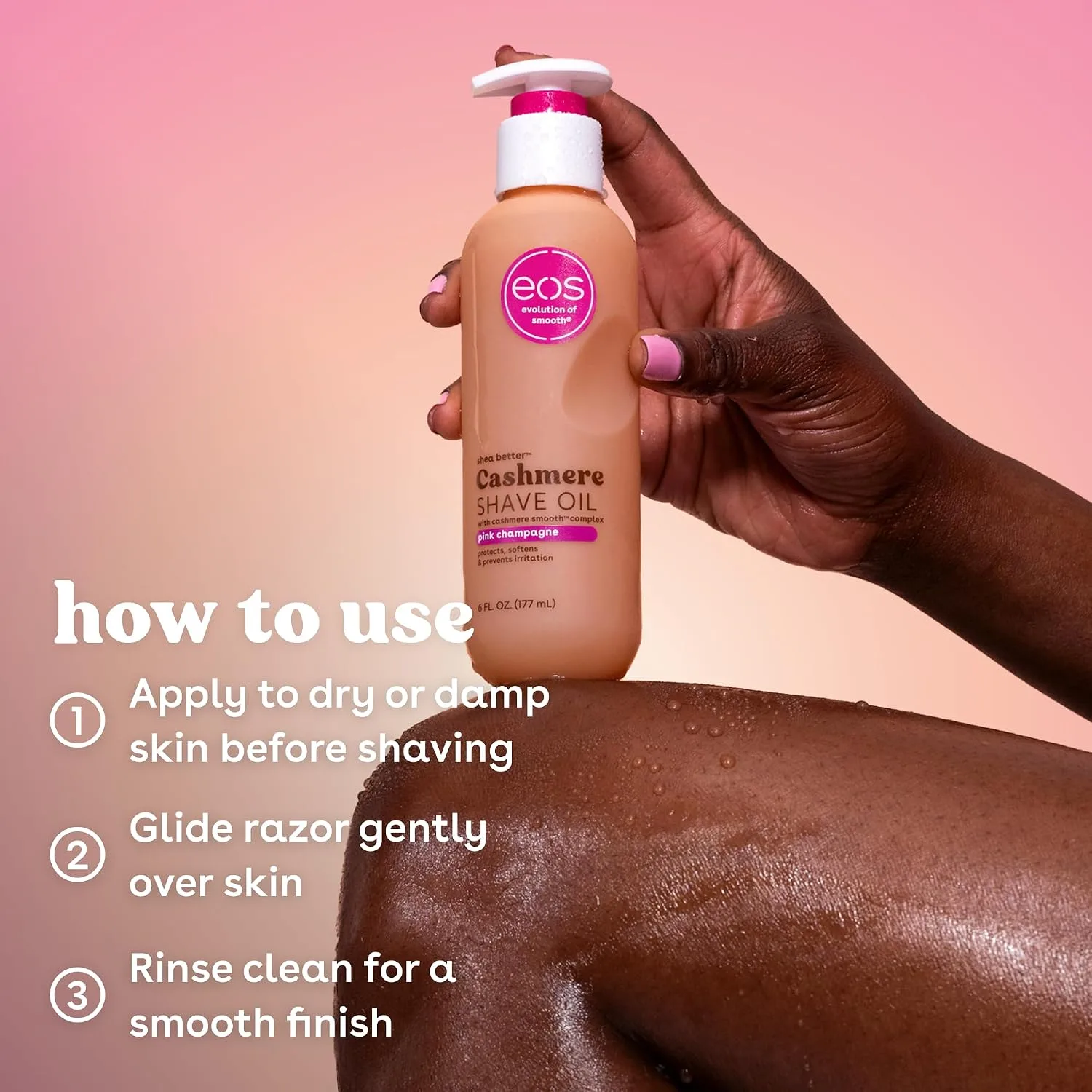 Hydrating Shave Oil in Kenya-EOS Cashmere Pink Champagne with Shea Butter 