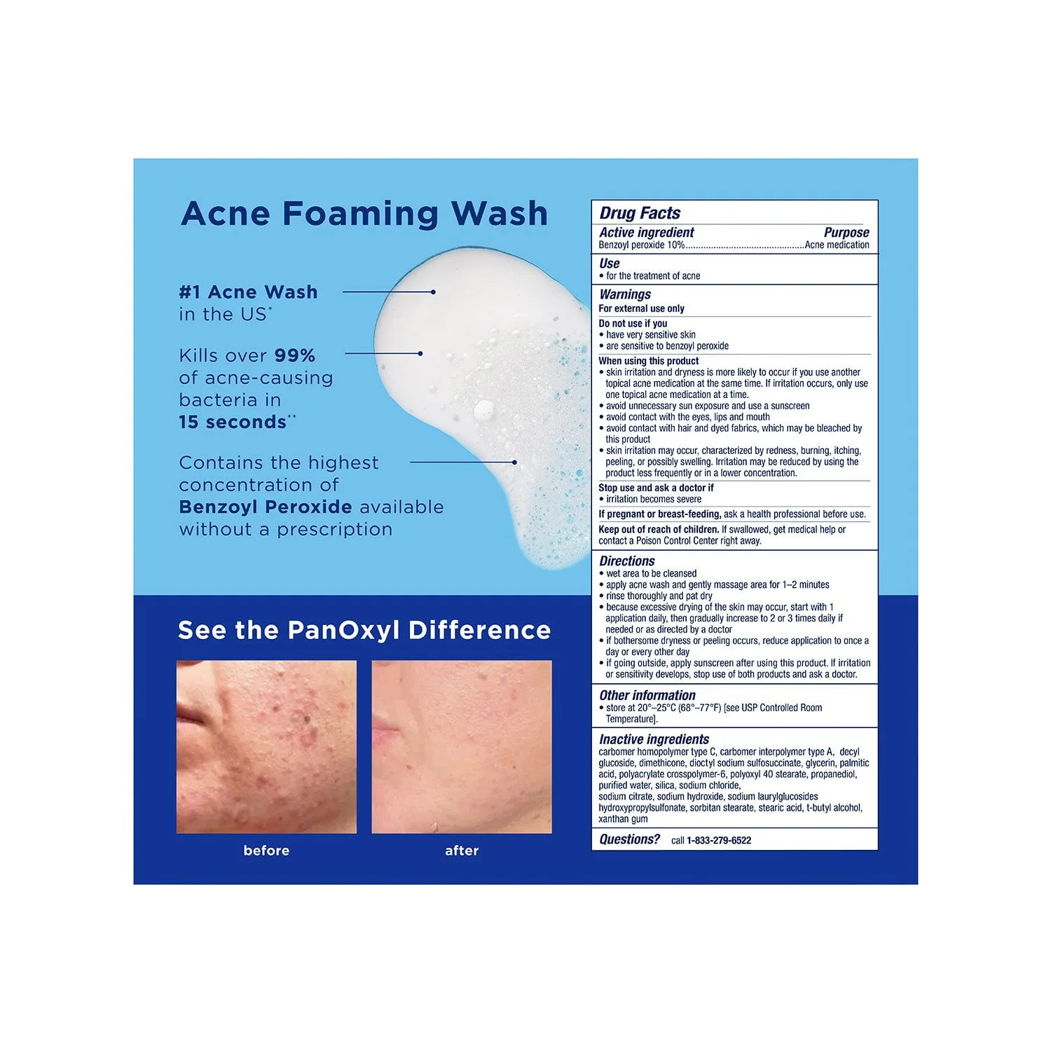 Acne Remover Wash in Kenya-PanOxyl Acne Foaming Wash, 10% Benzoyl Peroxide,