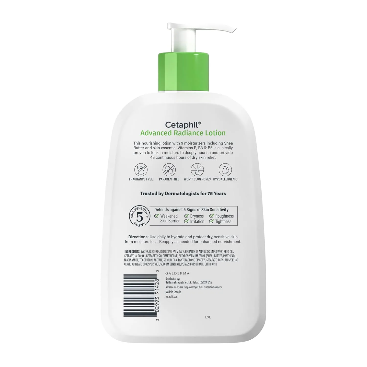 Cetaphil Advanced Radiance Body Lotion, Dry, Sensitive Skin,  Kenya (2 pack)