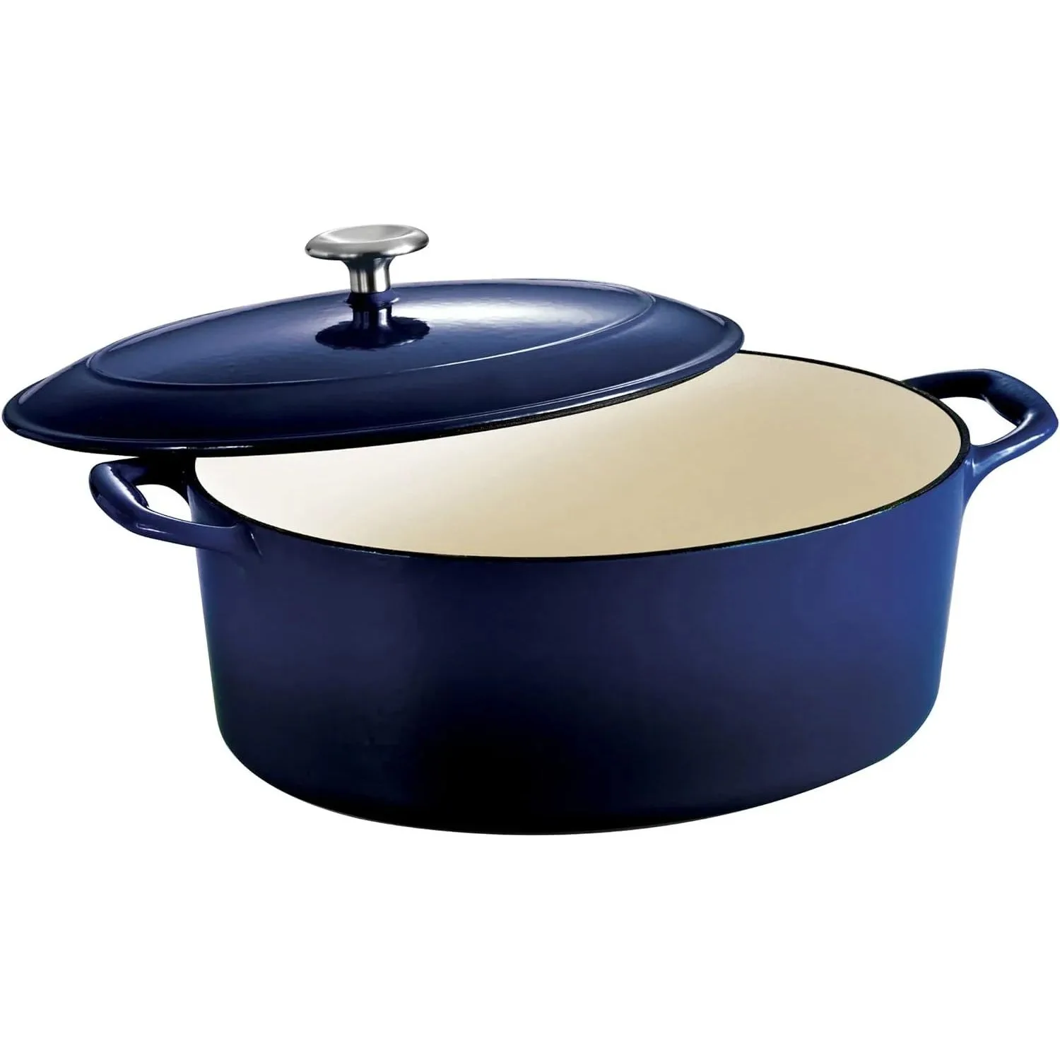 Tramontina Cast Iron Oval Dutch Oven Pot with Lid, Latte with Gold