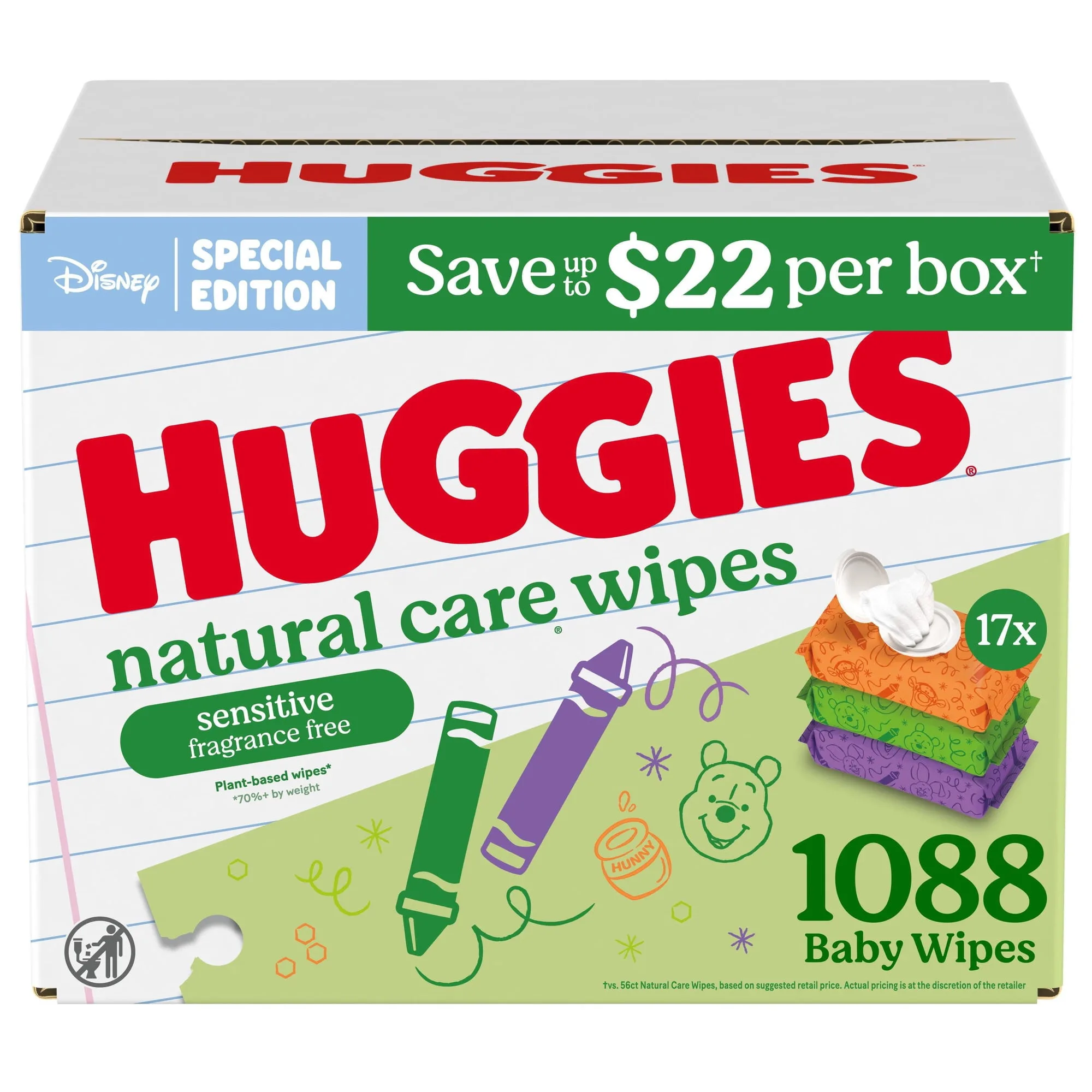 Huggies Natural Care Sensitive Baby Wipes, Fragrance Free,1088 Wipes