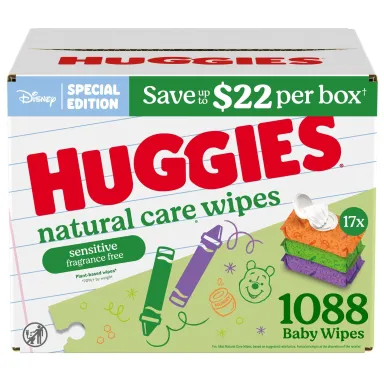 Huggies Natural Care Sensitive Baby Wipes, Fragrance Free,1088 Wipes