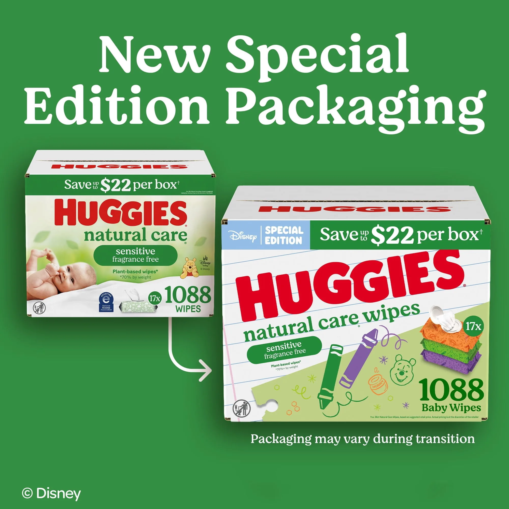 Huggies Natural Care Sensitive Baby Wipes, Fragrance Free,1088 Wipes