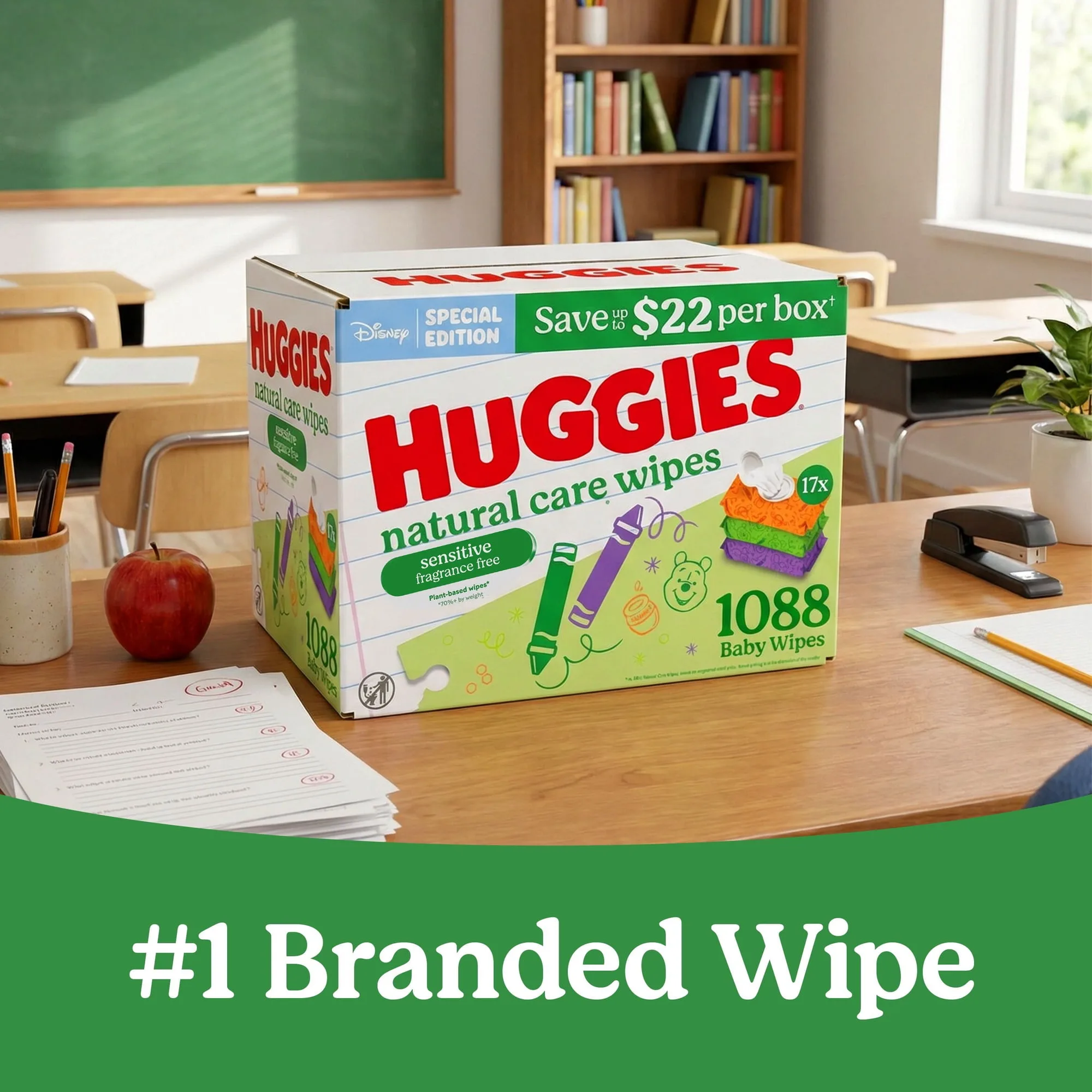 Huggies Natural Care Sensitive Baby Wipes, Fragrance Free,1088 Wipes