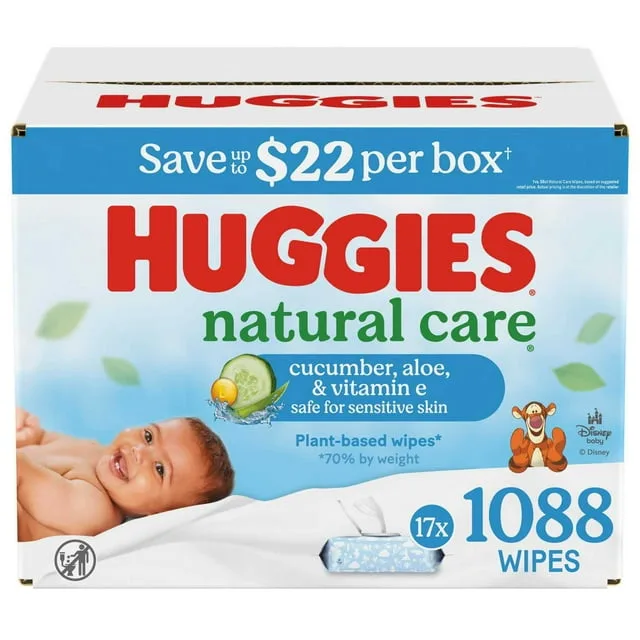 Baby wipes in Kenya-Huggies Natural Care Baby Wipes, Cucumber and Green Tea,1088 Wipes