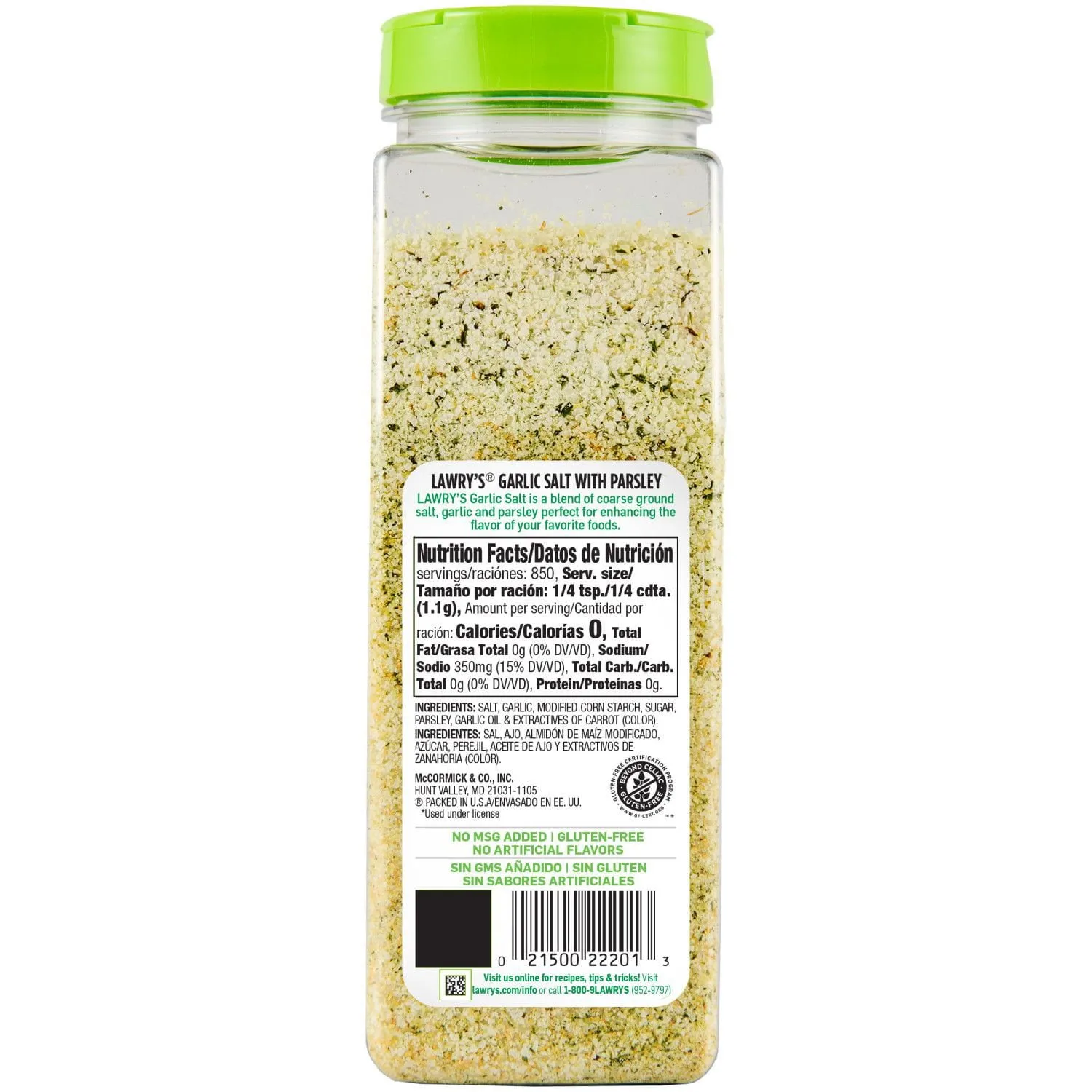 Lawry's Coarse Ground Garlic Salt with Parsley