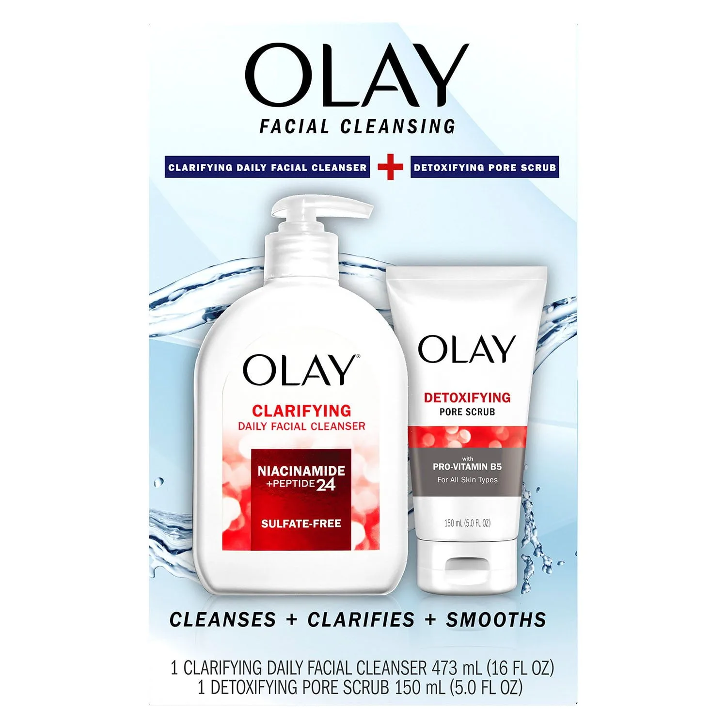 Facial Acne cleanser- Olay Facial Cleanser and Detoxifying Pore Scrub Duo Kit