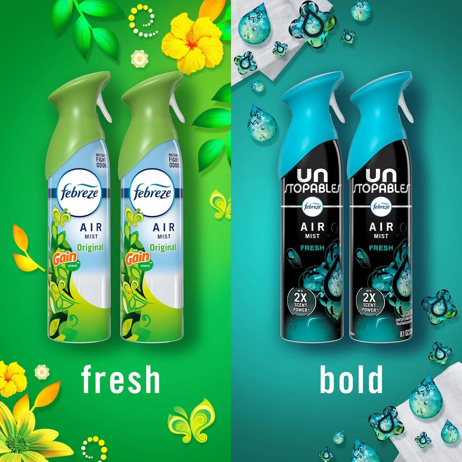 Febreze Air Mist Air Freshener Spray, Gain Original + Unstopables Fresh
