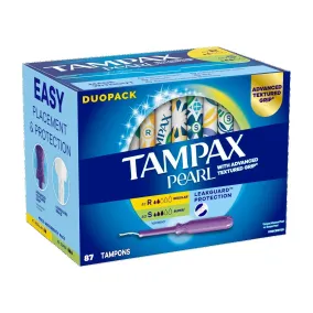Tampax Pearl Tampons Duopack, Super and Regular, 87 Count