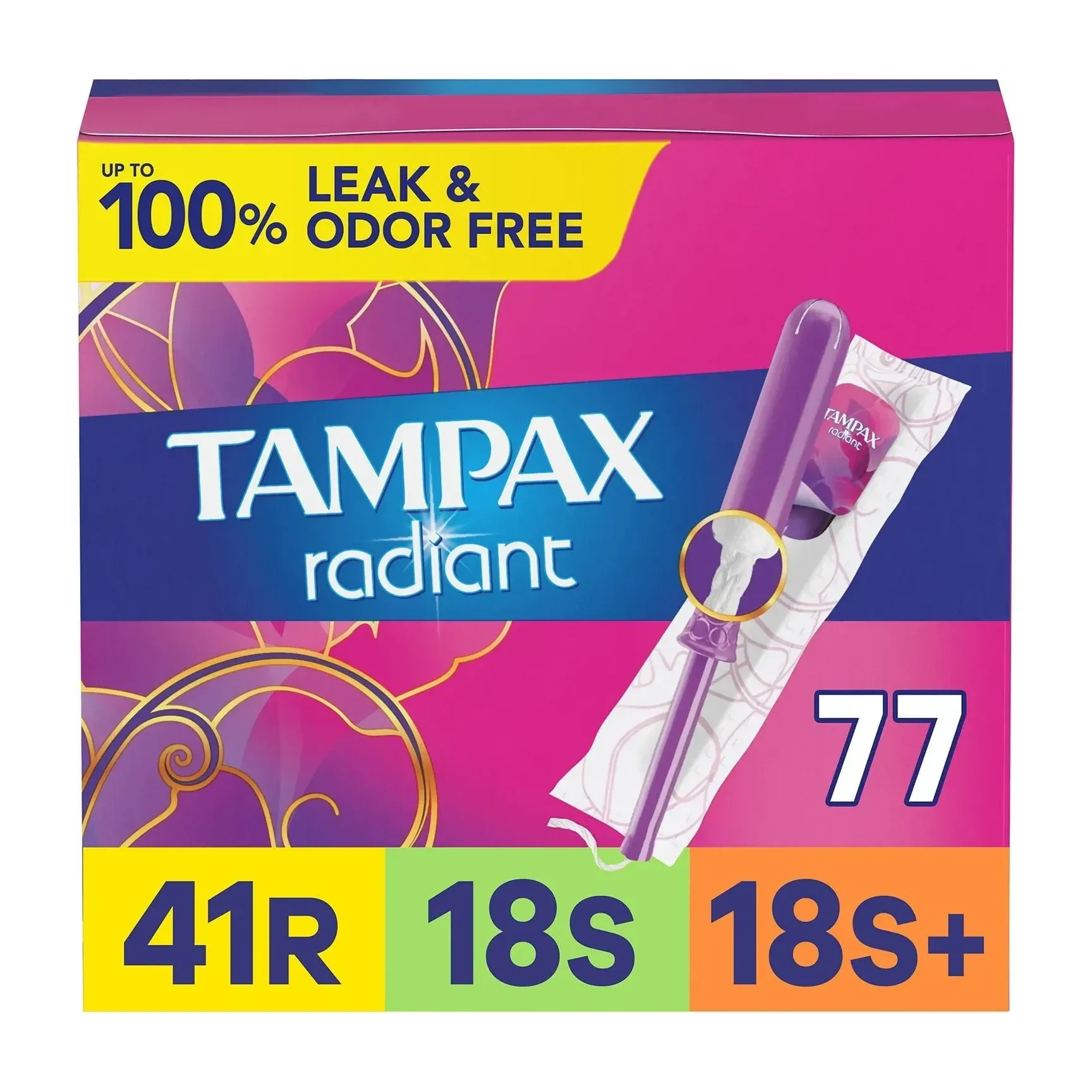 Tampax Radiant Tampons in Kenya - Trio Pack 77 Count