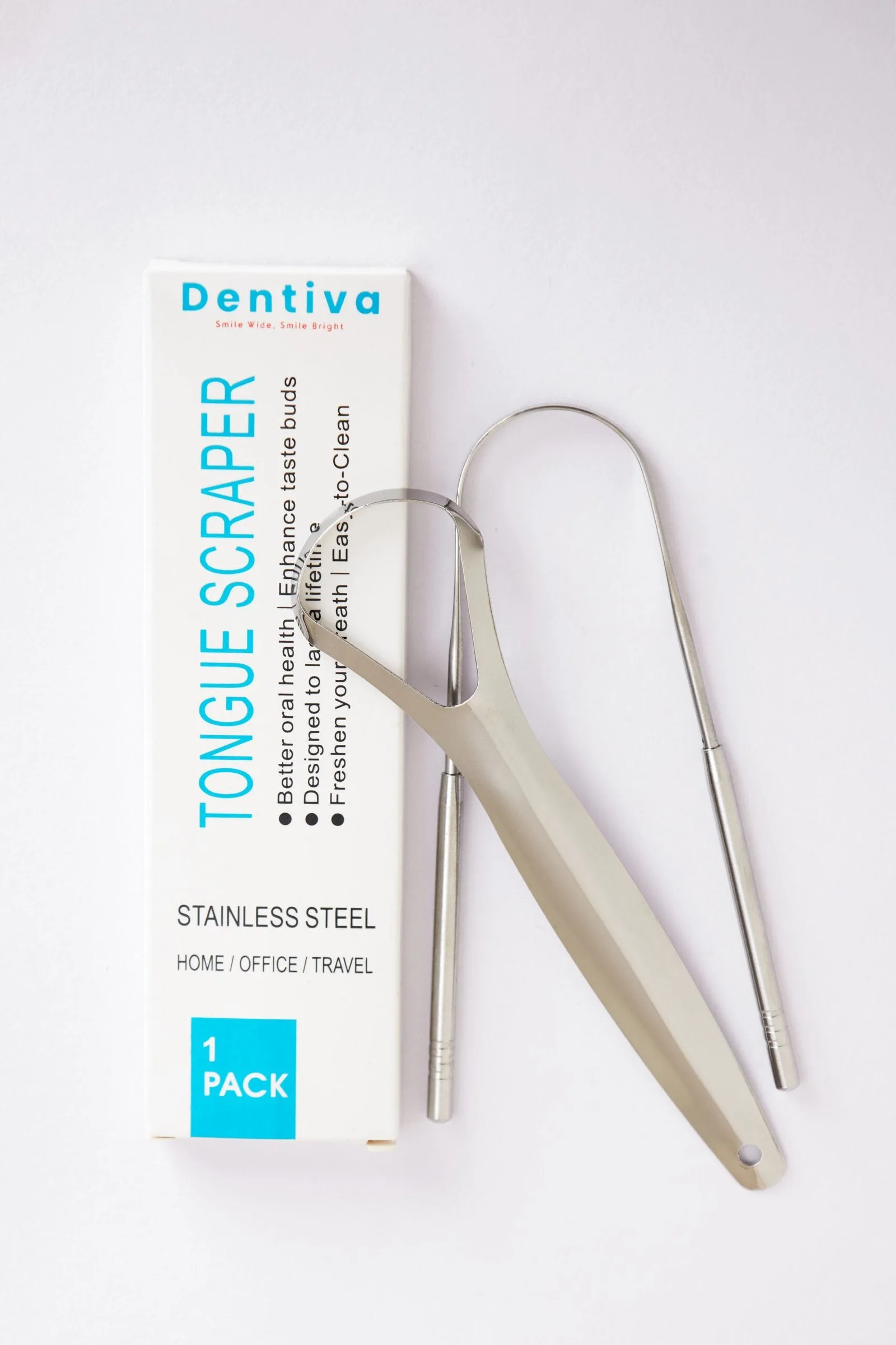 Reusable Tongue Cleaner in Kenya -Dentiva Stainless Steel Tongue Scraper 1Pack (Shape Varies)
