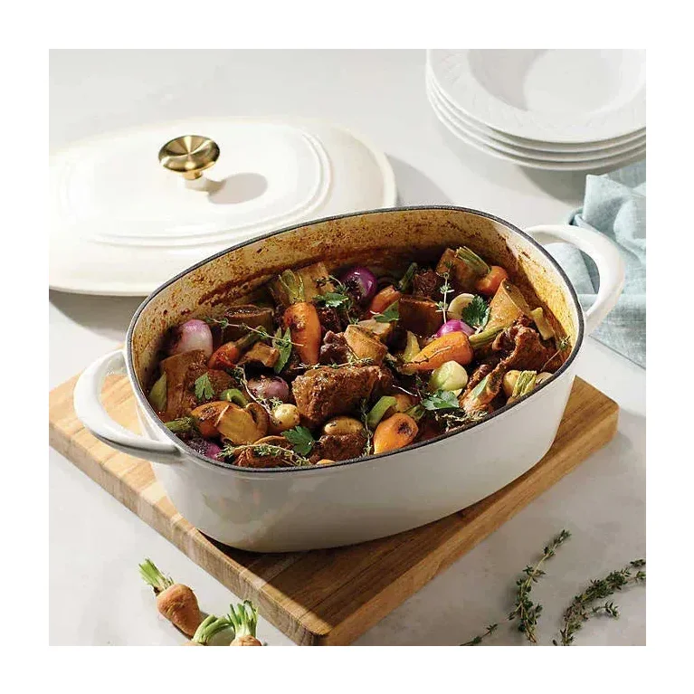 Tramontina Cast Iron Oval Dutch Oven Pot with Lid, CranBerry