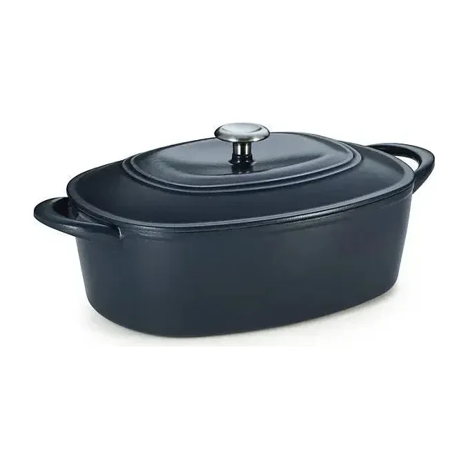 Tramontina Cast Iron Oval Dutch Oven Pot with Lid, Latte with Gold