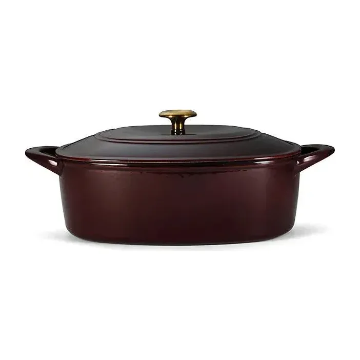 Tramontina Cast Iron Oval Dutch Oven Pot with Lid, Navy with Silver