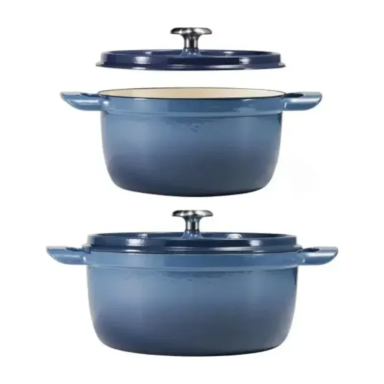 Tramontina 4 and 6 Quart Cast Iron Dutch Oven Set, Blue