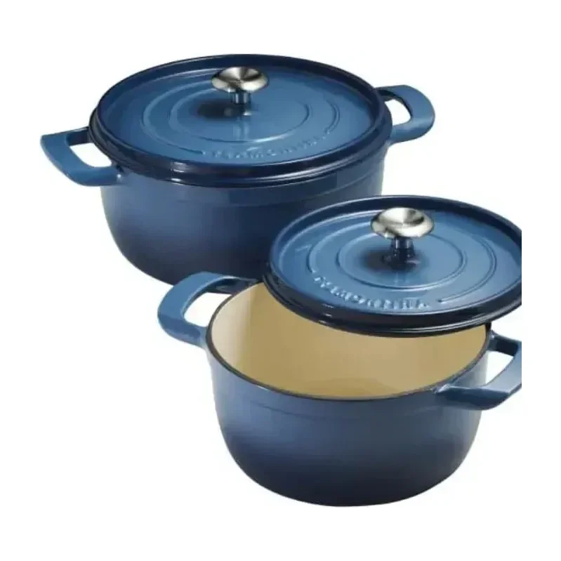 Tramontina 4 and 6 Quart Cast Iron Dutch Oven Set, Blue