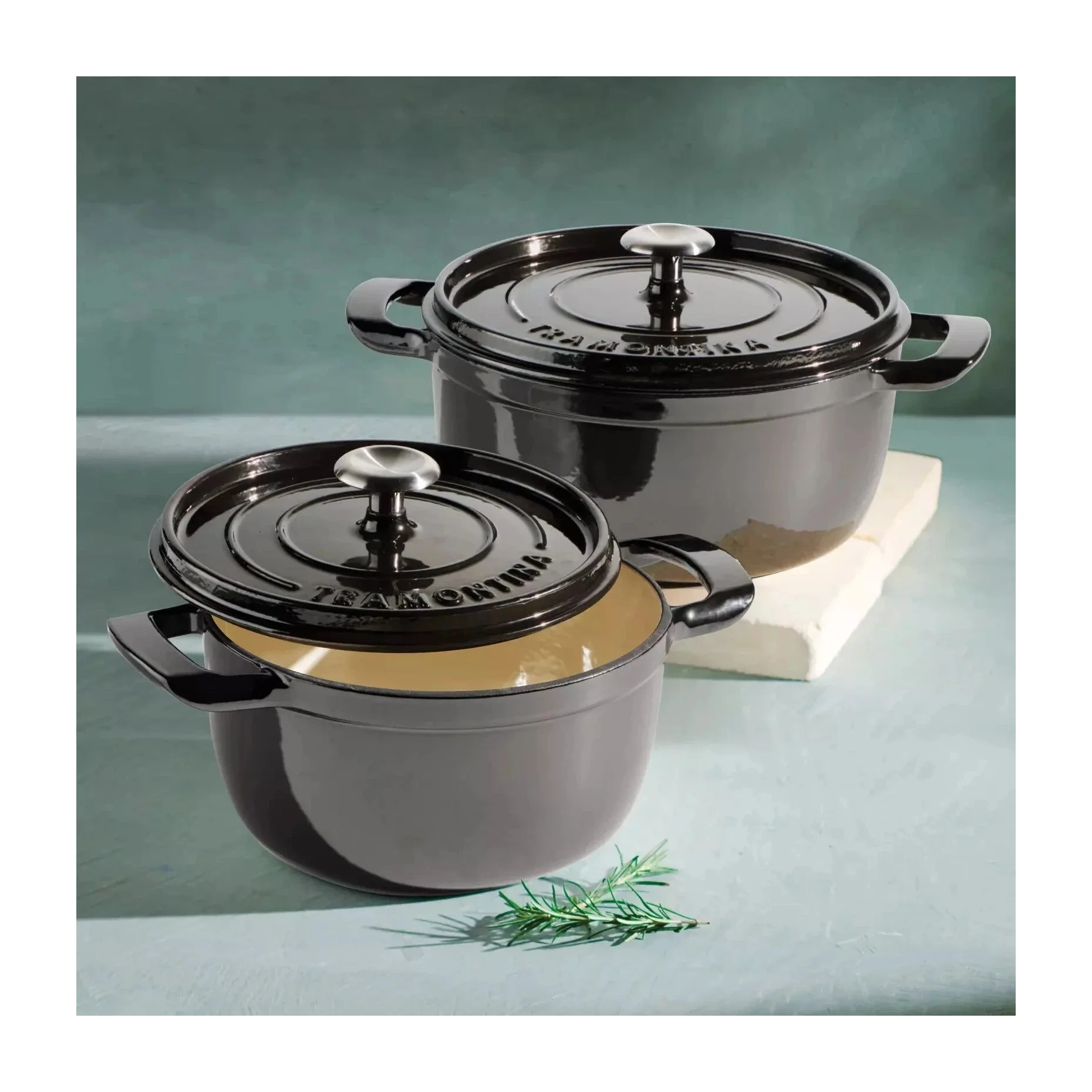 Tramontina 4 and 6 Quart Cast Iron Dutch Oven Set, Gun Metal