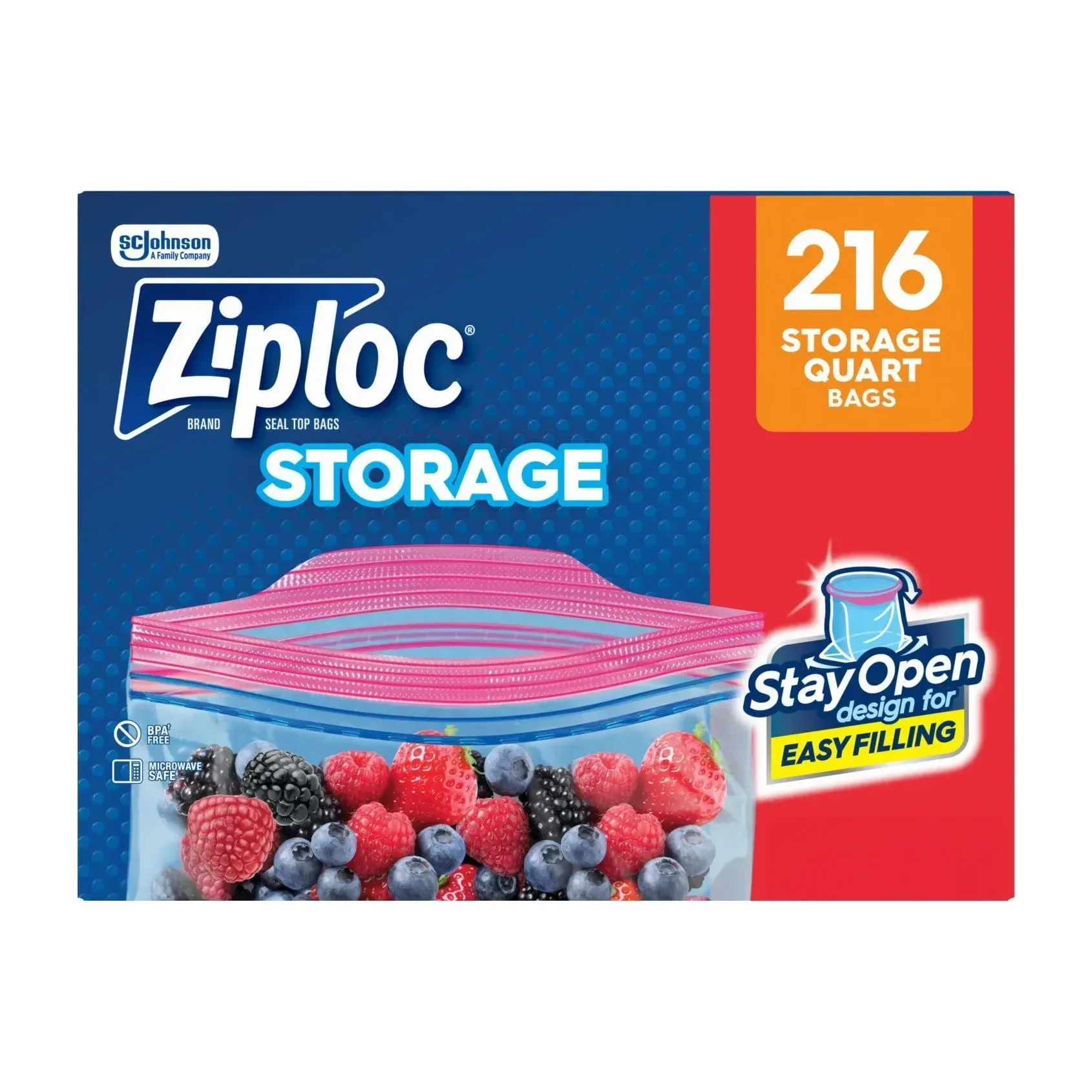 Ziploc Seal Top Quart Bags, 216 Count