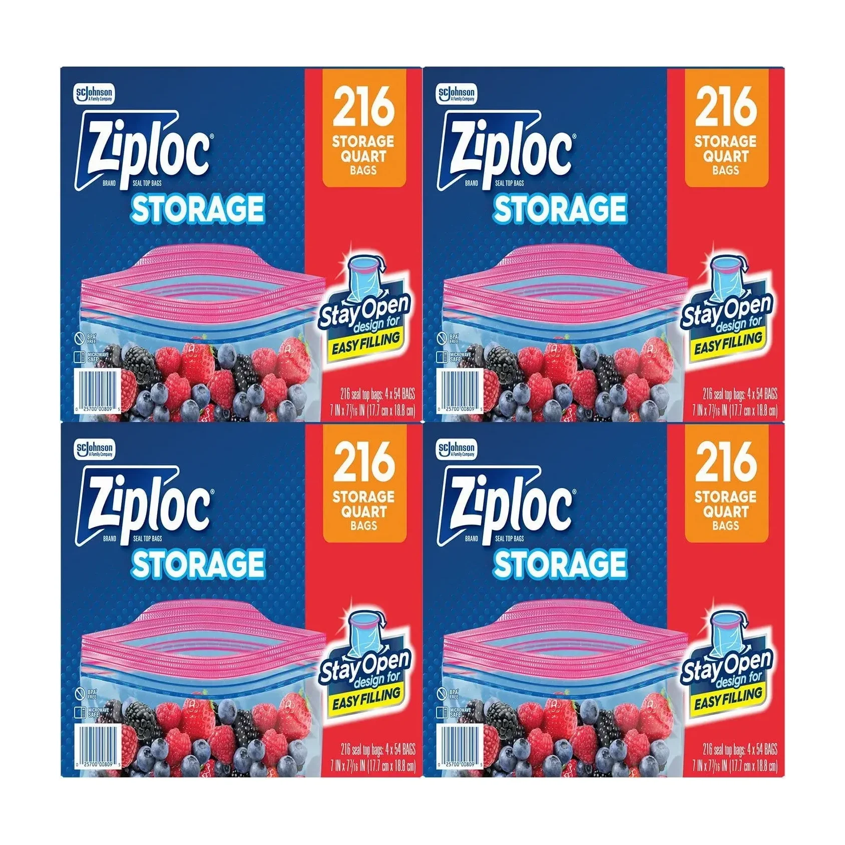 Ziploc Seal Top Quart Bags, 216 Count