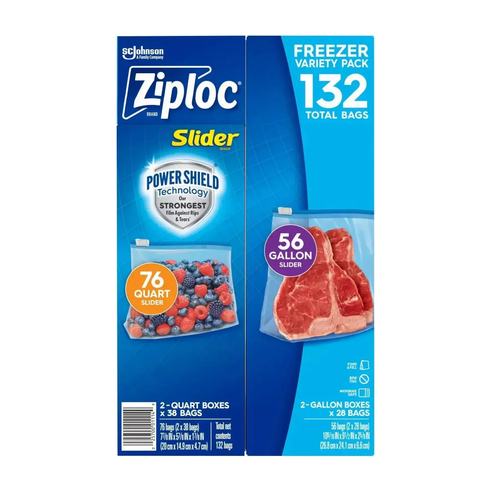 Ziploc Slider Freezer Bags Variety Pack in Kenya - 132 ct
