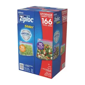 Ziploc Slider Storage Bags, 166 Count Variety Pack