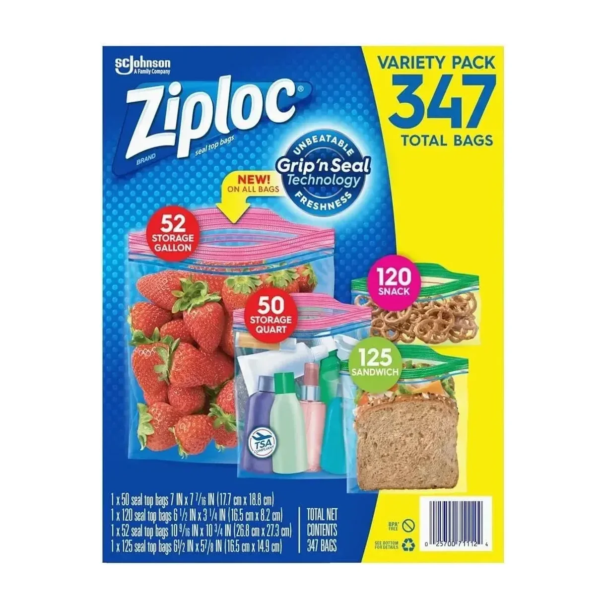 Ziploc Variety Pack  , 347  Bags