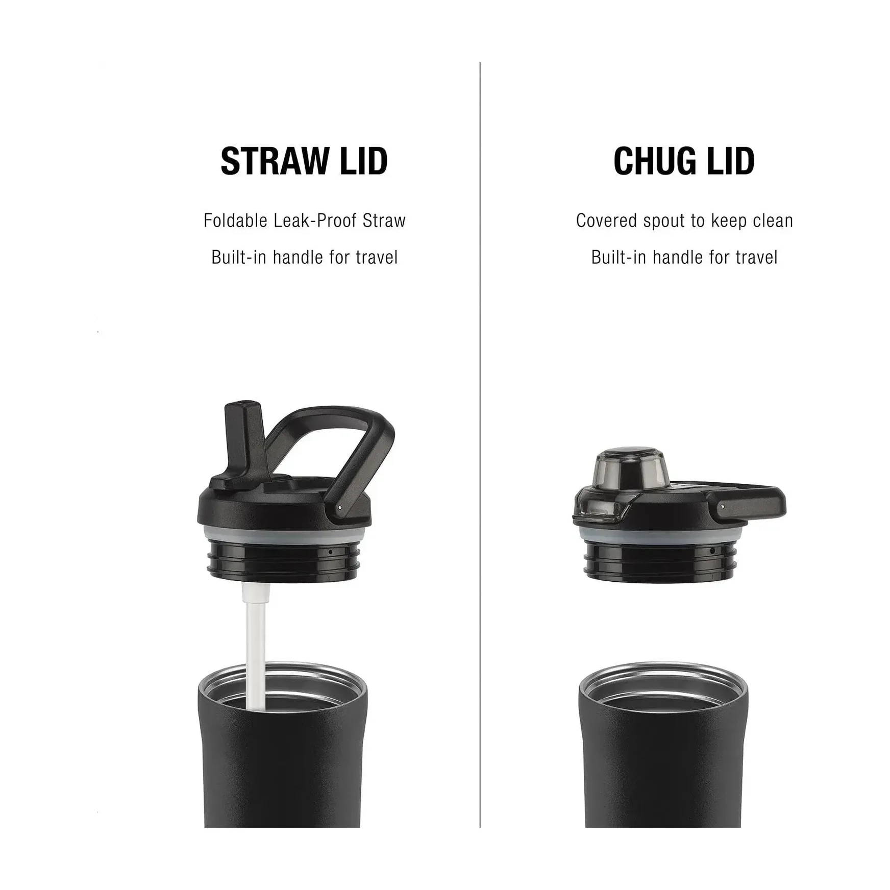 Zulu Base Stainless Steel Water Bottle with Lids (2 Pack)